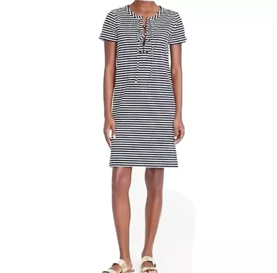 Medium J.Crew Stripe Lace-Up Jersey Knit Dress H9354 • $15