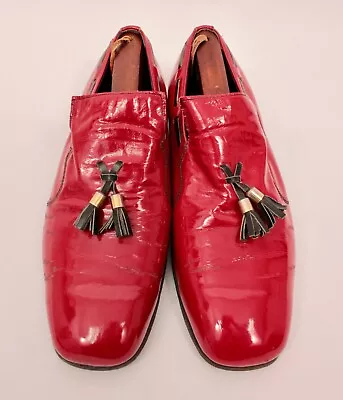 Men's VTG 70s Bright Red Loafers / Shoes Sz 8.5 B/D 70s Disco • $89.99