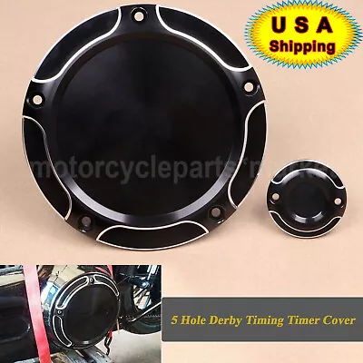 5 Hole Black CNC Derby Timer Cover For Harley Street Road Glide King FLTRU FLHX • $36.98