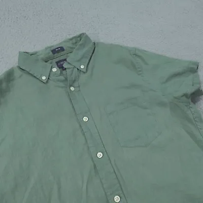 J. Crew Shirt Mens Medium Slim Fit Button Down Linen Blend Short Sleeve • $13.74