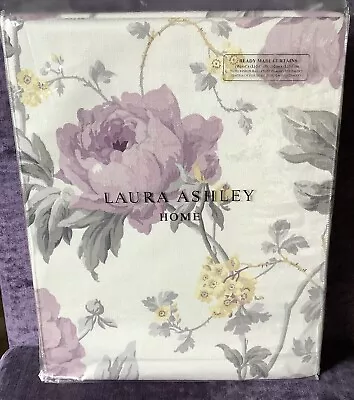 Laura Ashley Peony Amethyst Ready Made Curtains - 64 W X 54”L (162 X 137cm) NEW • £95