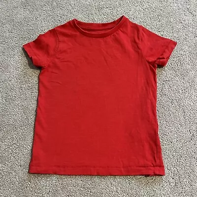 M&S Marks And Spencer Boy’s Red Cotton Top Tshirt 2-3 Years • £3.99