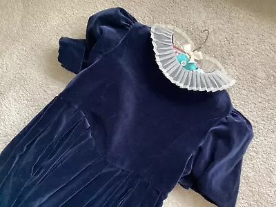 Vintage Laura Ashley Girls Dress Blue Velvet  • £18