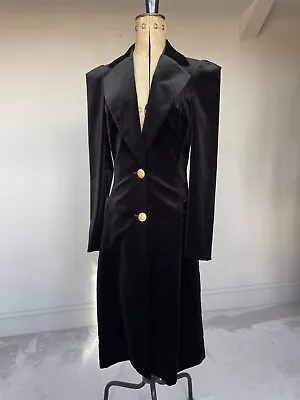 Vintage Vivienne Westwood Black Velvet Jacket Coat Gold Orb Buttons Size 42 • £595