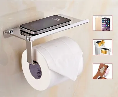 $7.49 • Buy Toilet Paper Holder With Mobile Phone Storage Shelf Holders Wall Mounted Rack