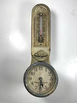 Antique Vtg Minneapolis 77 Heat Regulator 8 Day Clock Thermostat Thermometer • $76.43