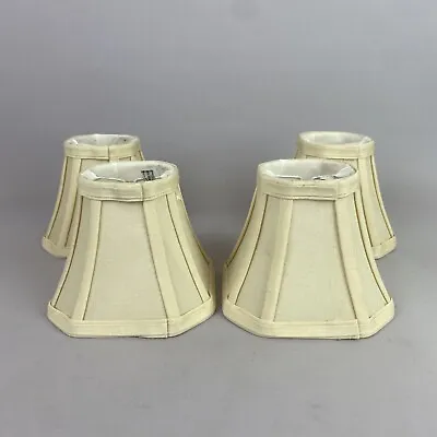 Clip On Lampshade X4 Cream Square Silk Ceiling Light Shades Chandelier • £18.97