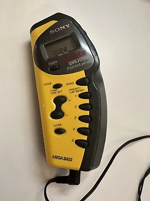 Vintage Sony Sports Walkman SRF-M73 AM/FM Handheld Radio Yellow/Black Tested • $12