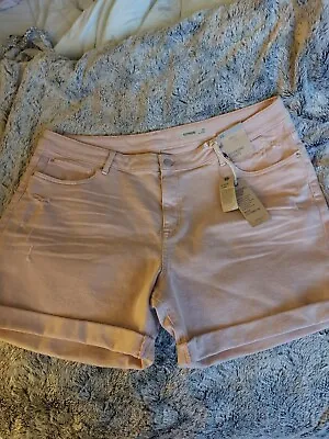 £14.95 • Buy M&s Pink Denim Boyfriend Shorts - Distressed Look. Size 20. Nwt