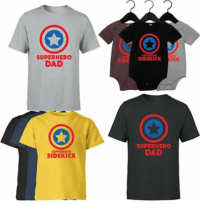 Superhero Dad Mens Kids T Shirt Fathers Day 2022 Gift For Dad Baby Funny Tee Top • £9.72