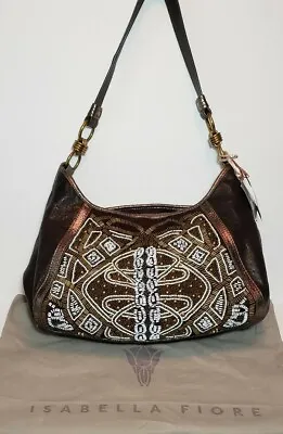 Isabella Fiore Art Deco Anna Heavily Embellished Embroidered  Shoulder Bag $695 • $588.44