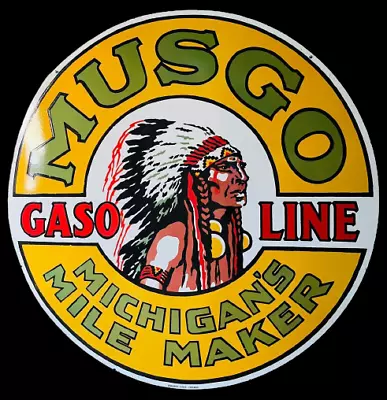 Musgo Porcelain Enamel Sign 30 Inches Round Double Sided • $398.99