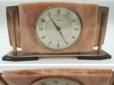 £14.99 • Buy Working Battery Vintage Metamec Clock Marble Bakelite Brass Mantel Analogue 50s