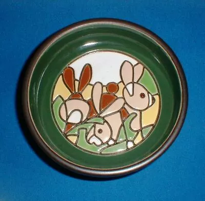 1981 Artesania Rinconada J.J Madison Rabbits Decorative Bowl Green Yellow Brown • $20