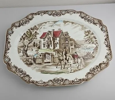 Johnson Brothers Heritage Hall Brown Multicolor 20  Serving Platter  • $195