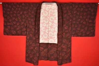 Vintage Japanese Kimono Silk Antique BORO HAORI Kusakizome Dyed/AA704/630 • £37.20