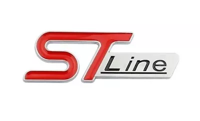 ST Line Silver Red Car Badge Emblem Sticker Decal Fits Ford Focus Fiesta Ranger • $16