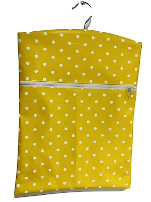 Hand Made Oilcloth Peg / Hanging Storage Bag - Zipped 12½  X 16  Dotty Ochre • £5.95