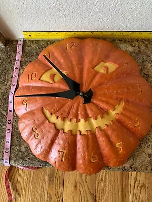 Martha Stewart Grandin Road 15” Resin Pumpkin Jack O’ Lantern Wall Clock • $110