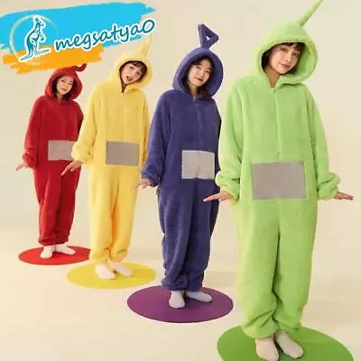 Adult Teletubbies Costume Disi Onesis Lala Cosplay Jumpsuit Pajama Carneval Suit • $33.08