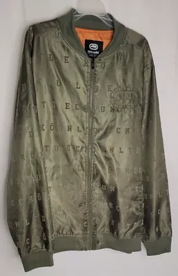 Marc Ecko Unltd Full Zip All Over Velvet Letter Print Jacket - Green Sz XL RARE • $70