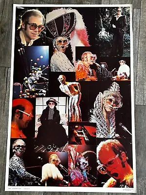 ELTON JOHN Vintage Poster In Concert Collage 1975 Tour Dargis Classic Rock Music • $39