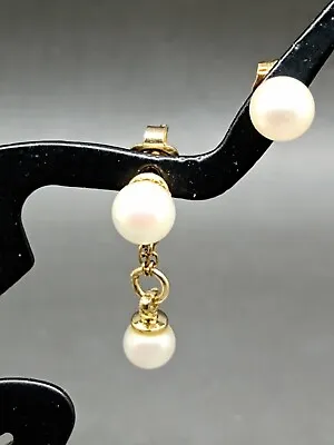 $99 • Buy Pearl Post Stud Earrings & Removable Dangle Pearl Jacket  14 Kt Gold 2 Way Wear
