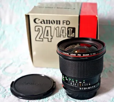 Very Rare CANON FD 24mm 1:1.4L With BW-72 Hood Caps And Box MINT • £5548.55