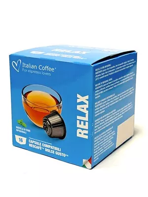 Italian Coffee RELAX Relaxing Leaf Herbal Tea 16 Pods W/O Box For DOLCE GUSTO • $14.99