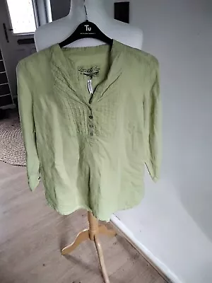 Marks And Spencer Chartreuse 100% Linen Top Size 18 • £17.99