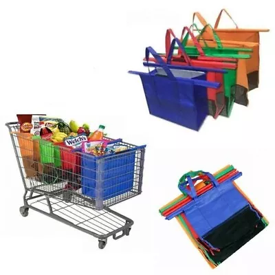 Grocery Cart Bags Shopping Foldable Handle Bags 4 Pcs/Set Ranging Size Reusable • $26.99