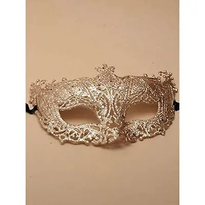 Rose Gold Glitter Masquerade Mask With Ties Balls Fancy Dress Party UK • £4.48