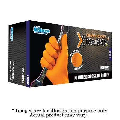 New TGC Orange Rocket Xtra Grip Nitrile Disposable Gloves Xl 100 Pack 131034 • $94.18