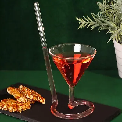 G Decor Innovative Cocktail Glass With Built-In Straw Stem • £8.99