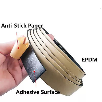 EPDM Self Adhesive Backed Foam Sponge Strip Roll Sheet Tape Sticky Seal Neoprene • $20.75