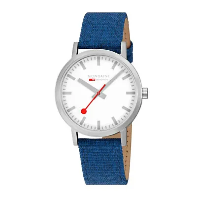 Mondaine Watch Classic 1 9/16in Blue Textiluhr A660.30360.17SBD • $276.99