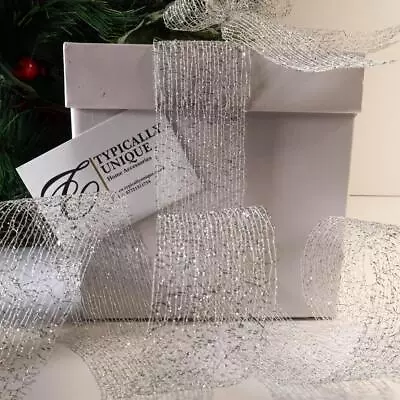 New Silver Mesh Ribbon Sparkle Metallic Gift Wrapping Bows Crafts  38mm 'Cloud' • £1.95