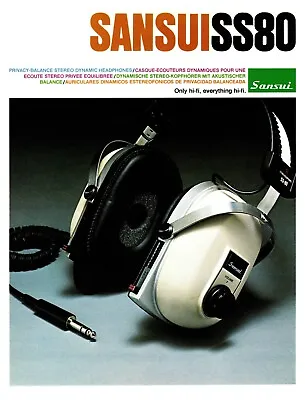High Res Scans Of The Rare Brochure For Vintage Sansui SS-80 Stereo Headphones • $14.53