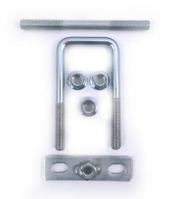 12mm Square Zinc Plated U Bolts With Mounting Plates & Threaded Studs  • £11.70