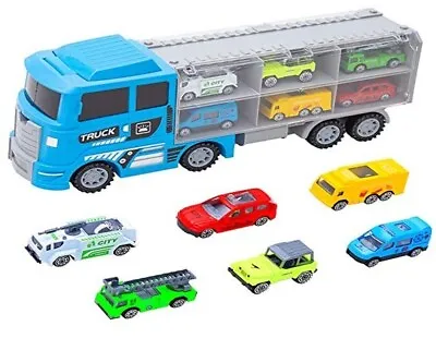 Power Truck Toys Sets Die-Cast Truck Vehicle Container Car Toy With 6 Mini Cars • £12.99