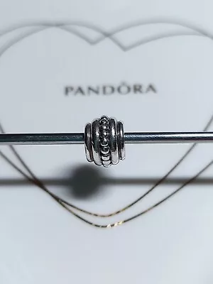 Genuine Pandora Silver Solid Barrel Round Beaded Ridged Charm S925 ALE. • £10