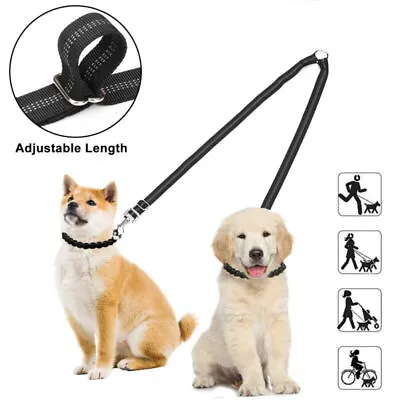 $26.59 • Buy Way Dog Adjustable Leash Pet Lead Double Dog Coupler Dual Lead Walk 2 Dogs Leash