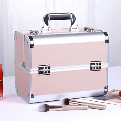 Extra Large Vanity Case Beauty Box Make Up Cosmetic Nail Storage Lockable Travel • £18.95