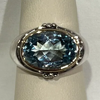 Michael Dawkins Designer Sterling Silver And 14Ktyg Blue Topaz Ring In Size 7 • $89