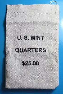 Empty U.s. Mint $25 Quarters Cotton Canvas Bag No Coins Heavy Duty *** Empty *** • $2.85