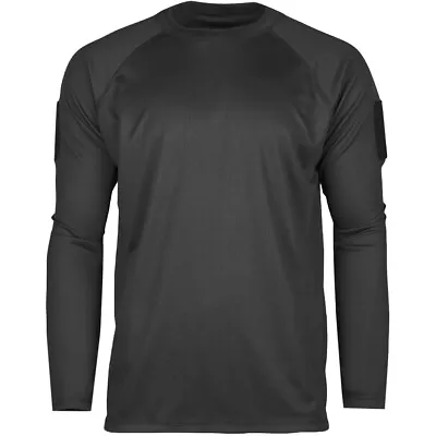 Mil-Tec Tactical Long Sleeve Quick Dry Mens Shirt Sport Outdoor Hunting Black • £21.95