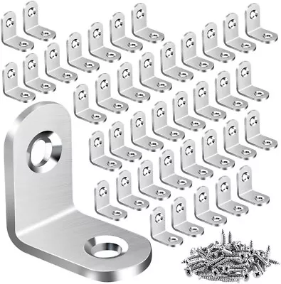 40PCS L Bracket Corner Brace Sets Stainless Steel Corner Bracket 90 Degree Sil • $9.95