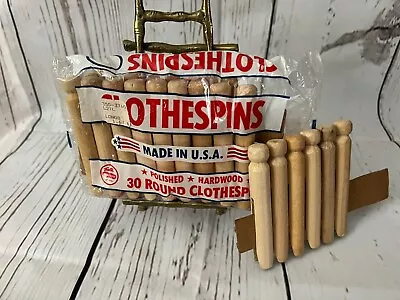 Vintage Forster Mfg. Wooden Round Clothespins 23 Polished Hardwood NEW! USA • $8.05