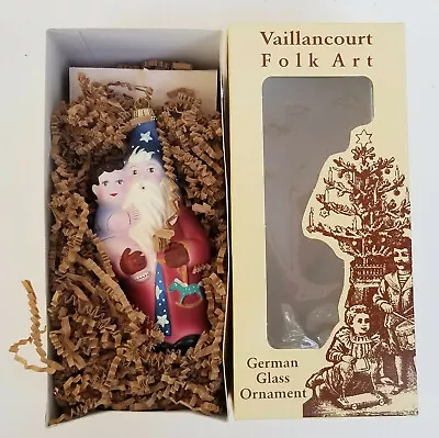 1997 Vaillancourt Folk Art Starlight Santa Glass Christmas Ornament * New In Box • $85