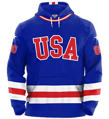 USA Hockey Miracle On Ice 1980 Jersey Authentic Hoodie Youth - Royal • $69.95